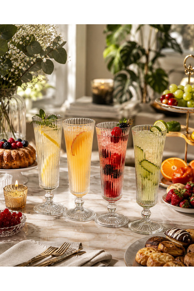 RADIANCE Kristal Çizgili Kahve Sunum Bardağı Seti-6 adet Kahveyanı-Meşrubat-S...