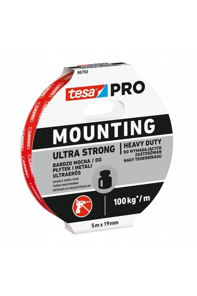 Tesa Bandă adezivă dublă pentru montaj MOUNTING-PRO/ULTRA-STRONG/5X19