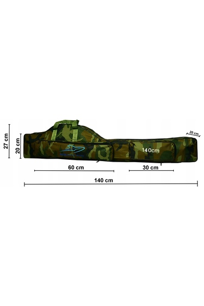NO BRAND Husă pentru lansete de pescuit cu 3 compartimente, 140 cm, ranforsată