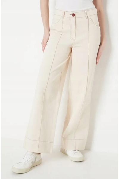 NO BRAND Pantaloni clasici lungi bej, croială dreaptă, cu cusături, Oasis 40