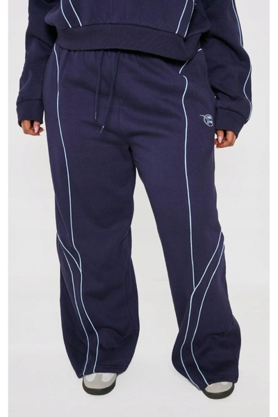 NO BRAND Pantaloni de trening bleumarin, netezi, cu croială largă, Prettylitt...