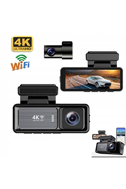 NO BRAND Cameră auto DVR 4K cu GPS, Wi-Fi, senzor G și cameră retrovizoare HD
