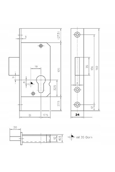 NO BRAND Kfv 50Pz 35/24 Broască pentru inserție suplimentară pentru uși din PVC