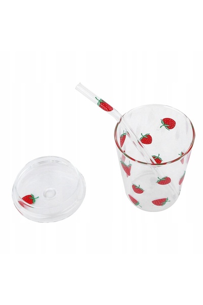 NO BRAND Borcan, cană, capac, pai, pahar pentru băuturi, apă, limonadă, 300 ml