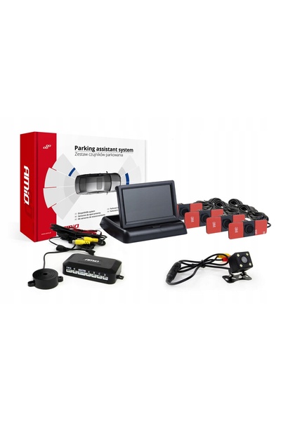 AMIO Kit senzori de parcare TFT02 4.3 " cu cameră HD-315-LED și 4 senzori înc...