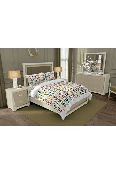 NO BRAND Lenjerie de pat din bumbac 160x200 cu modele hexagonale colorate