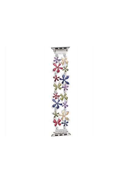 NO BRAND Curea metalică FLOWERS GlacierX pentru Apple Watch 38 40 41 mm