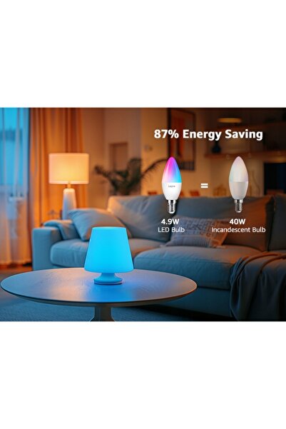 NO BRAND 2x Bec LED RGB E14 4.9W = 40W 470Lm Smart Wifi App Ritm Muzical Lepro