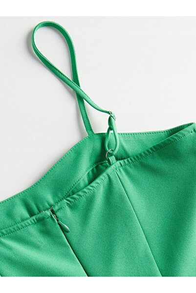 NO BRAND Rochie midi verde tip creion cu bretele, corset uni, 38