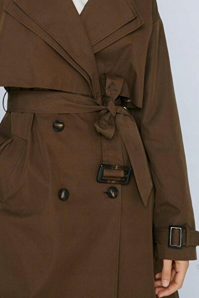 NO BRAND Trench kaki cu curea, mărimea 38