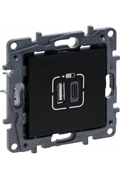 NO BRAND Legrand Niloe Priză multiplă USB 3A tip A+C, mecanism negru