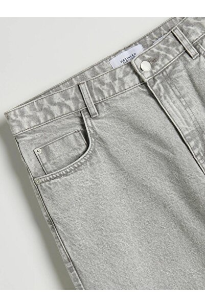 NO BRAND Blugi gri din bumbac, croială dreaptă, picioare lungi, Reserve 30