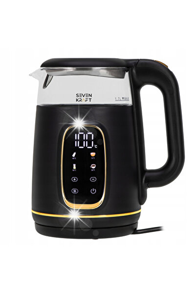 NO BRAND Fierbător electric negru, fără fir, 1.7L, 2200W, cu control al tempe...