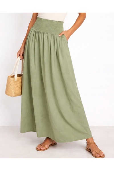 NO BRAND Prettylittlething 36 fustă maxi din bumbac neted verde deschis