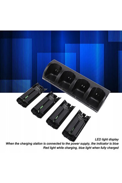 NO BRAND Wii Wiiu 4x Baterii 2800mAh + Stație de încărcare Kit Încărcător Negru