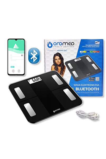 OROMED Cântar de baie analitic inteligent, electronic, din sticlă, 180 kg, iO...