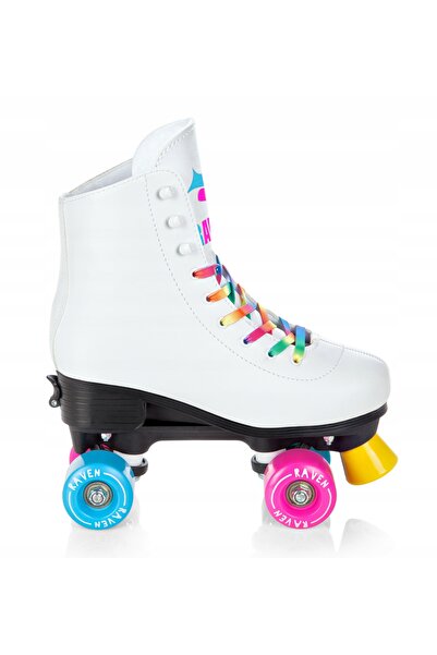 NO BRAND Patine cu rotile clasice reglabile Raven Iris albe 31-34