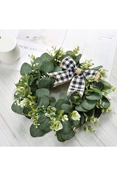 NO BRAND Decorațiune ghirlandă artificială de eucalipt de 30cm cu fundă, deco...
