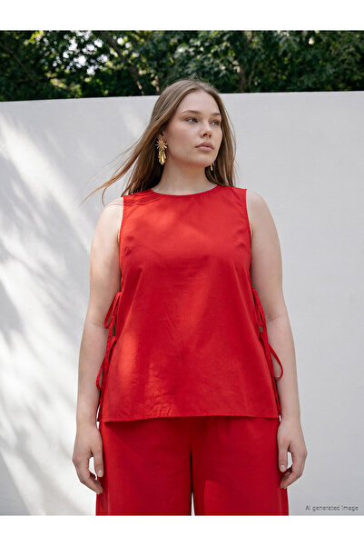 LC Waikiki Texx Store Quality Plus Size Blouse with Tie Sides