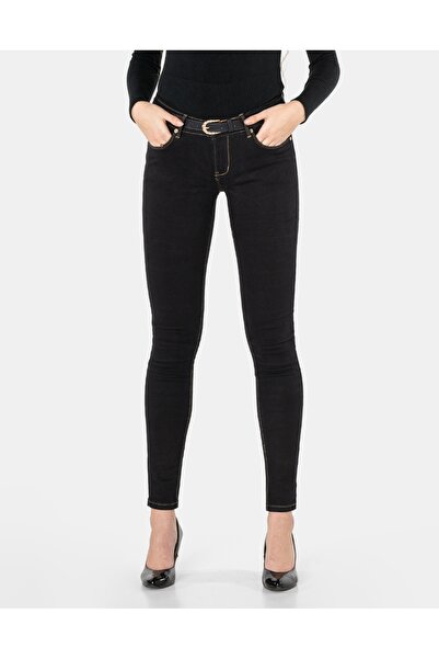 NO BRAND Pantaloni negri blugi skinny slim de damă cu elastic, fără curea 809...