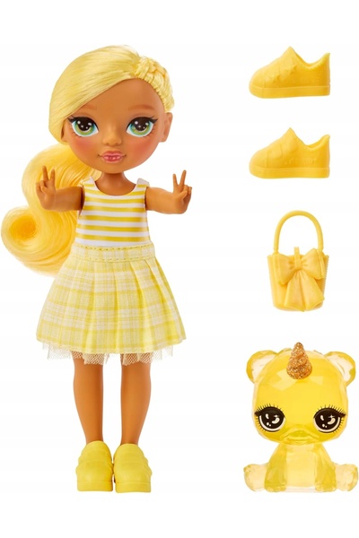 Rainbow High Littles - Daisy Madison galben 14cm + ursuleț de pluș