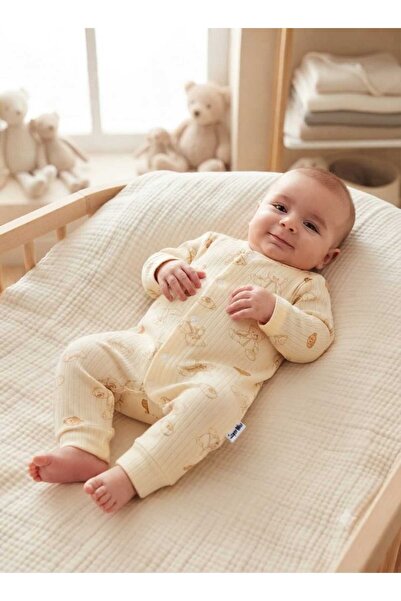 Eflin Çocuk Giyim Erkek Bebek Ayıcık Çıtçıtlı Ayaksız Tulum