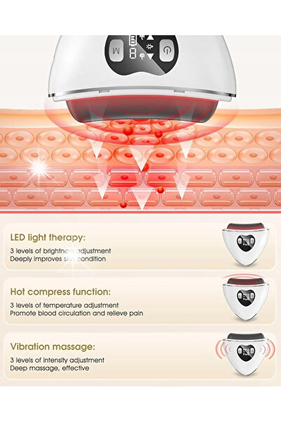 NO BRAND Masajor facial vibrant EMS cu căldură, lifting, reduce pungile de su...