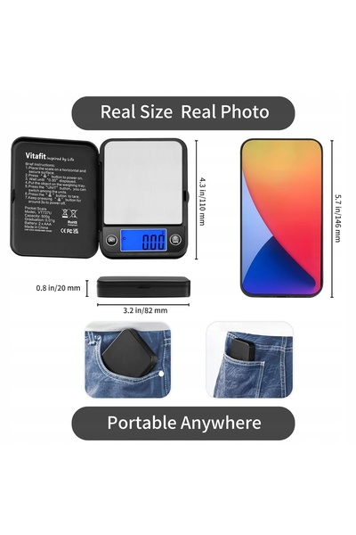 NO BRAND Cântar electronic de buzunar LCD de înaltă precizie 500g / 0.01g
