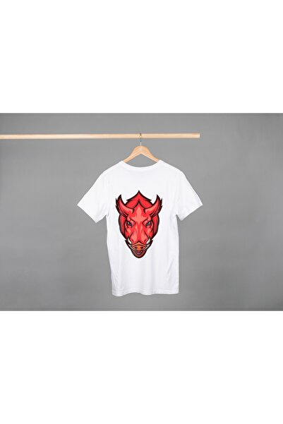 Noname Tricou Unisex Bumbac Premium Casual " Cap de porc rosu " Inscriptie
