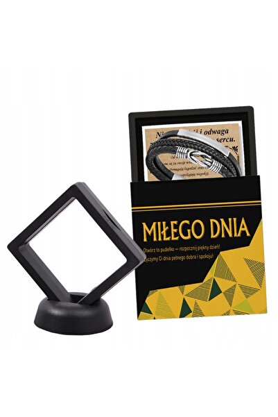 NO BRAND Brățară din piele pentru bărbați cu închizătoare Negru/Maro + Cutie ...