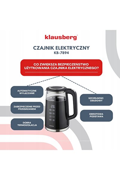 NO BRAND Fierbător electric Klausberg Kb-7894 2200 W 1,7 L Negru