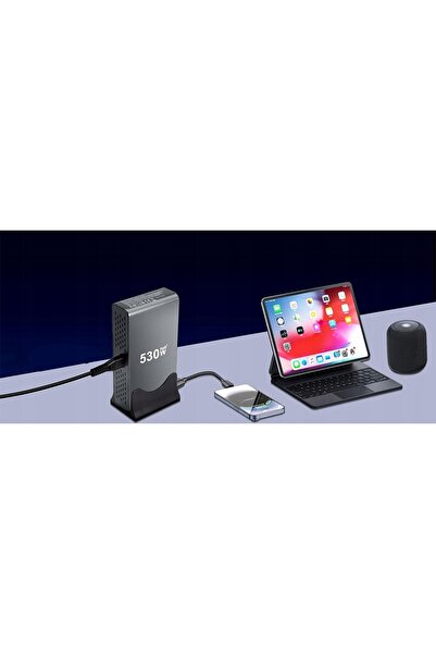 NO BRAND Încărcător rapid multifuncțional 8 în 1 GaN 530W PD 4x USB-C 4x QC p...