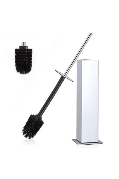 OEM Freestanding Toilet Brush with 2 Brush Heads for Deep Cleaning – Metallic...