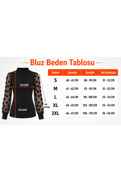 citystyle Kadın Uzun Kollu Boğazlı Balıkçı Yaka Likralı Tül Detaylı Çiçek Motifli Parlak Pullu Şık Günlük Siyah Bluz