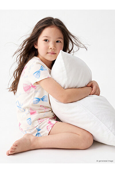 LC Waikiki Crew Neck Girls' Printed Shorts Pajama Set