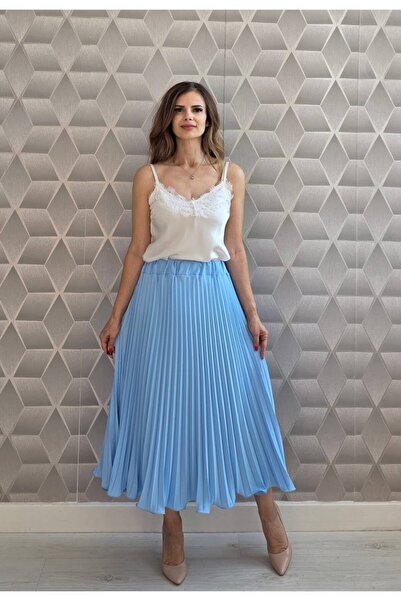 OnlyForYou Fustă Plisată Damă Midi – Fustă Elegantă cu Talie Elastică și Croi...