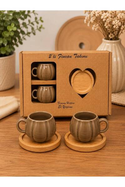 Si Sorti Ceramics Premium El Yapımı Kabak Türk Kahvesi Fincan Takımı 2’li – S...