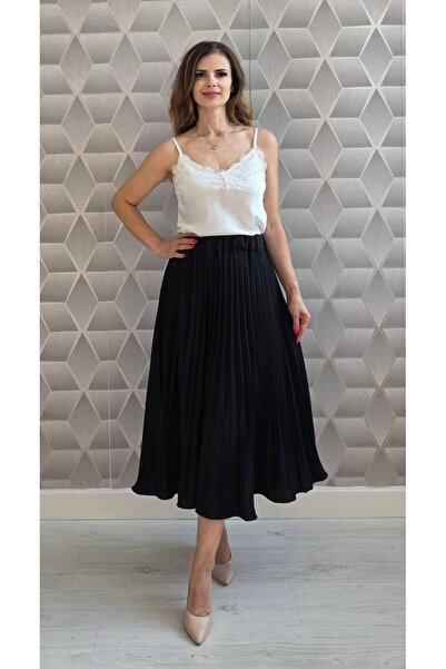 OnlyForYou Fustă Plisată Damă Midi – Fustă Elegantă cu Talie Elastică și Croi...