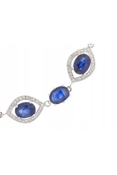 NO BRAND Brățară de argint placată cu rodiu, cu safir natural, cadou