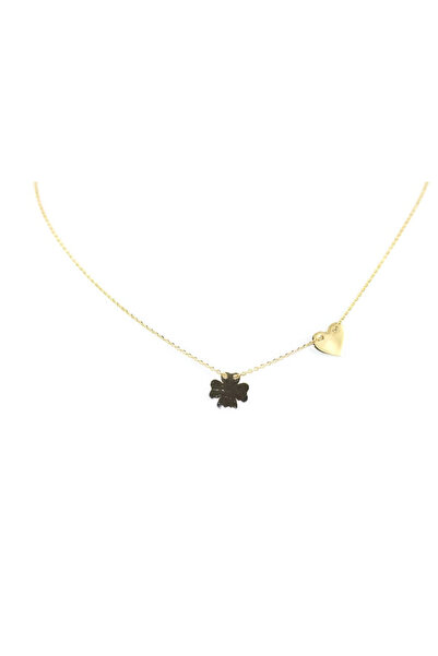 NO BRAND Colier de aur dublu, stil celebritate, 585 sterling