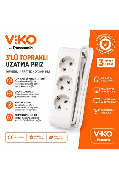 VİKO 3'LÜ TOPRAKLI PRİZ