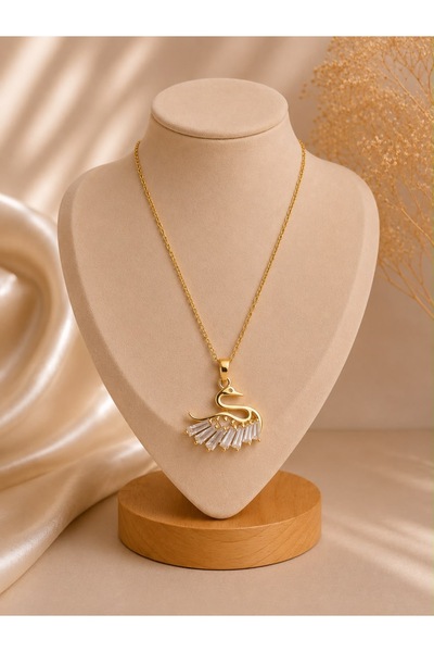 LUMİERE JEWELRY LUX GOLD KUĞU KOLYE