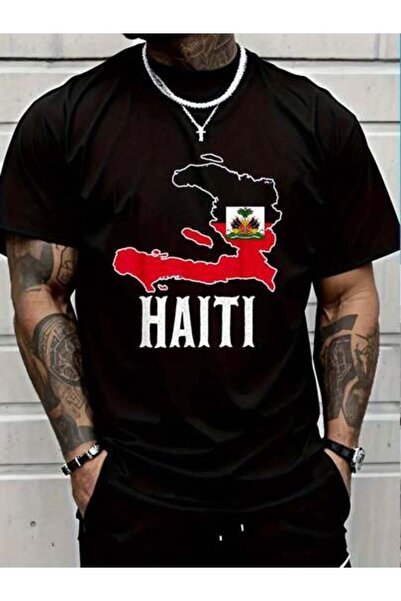 799 100% Cotton Haiti Haitian Map Roots Emblem Pride Symbol Flag TShirt Casua...