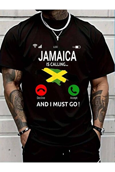 4Car 100% Cotton Is Calling Jamaican Flag Jamaica T-Shirt Men's Women's Vinta...