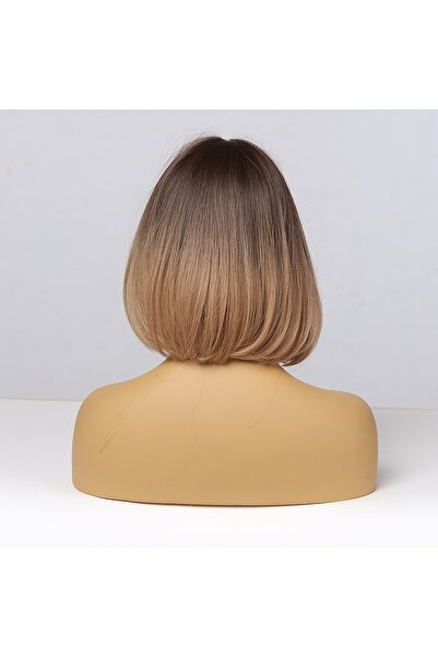 NO BRAND Perucă de damă blondă tip bob, păr natural