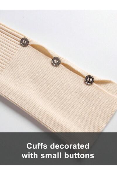 NO BRAND Pulover bej deschis, tricotat elastic cu model torsadă, bluză tip wr...