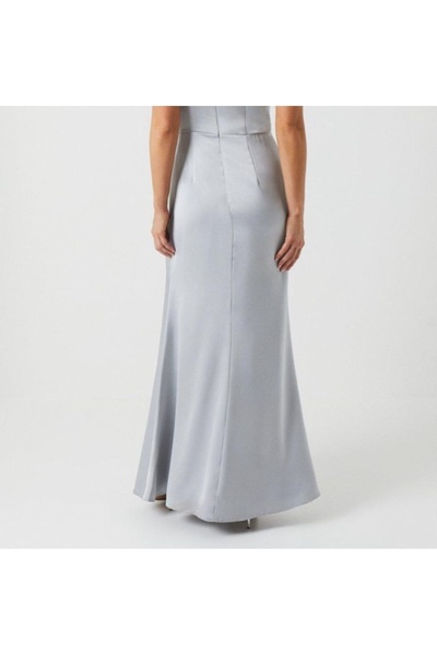 NO BRAND Rochie maxi asimetrică clasică dreaptă din satin gri Coast 38