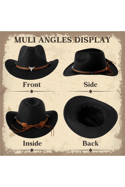 NO BRAND Pălărie de cowboy Country Western pentru adulți unisex 56-58cm Negru