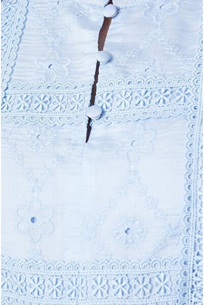 NO BRAND Rochie mini albastru-ciel cu volane și decorațiuni aeriene oasis 40