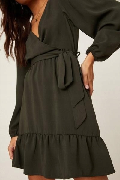 NO BRAND Rochie de cocktail kaki mini cu mânecă lungă Dorothy Perkins 40